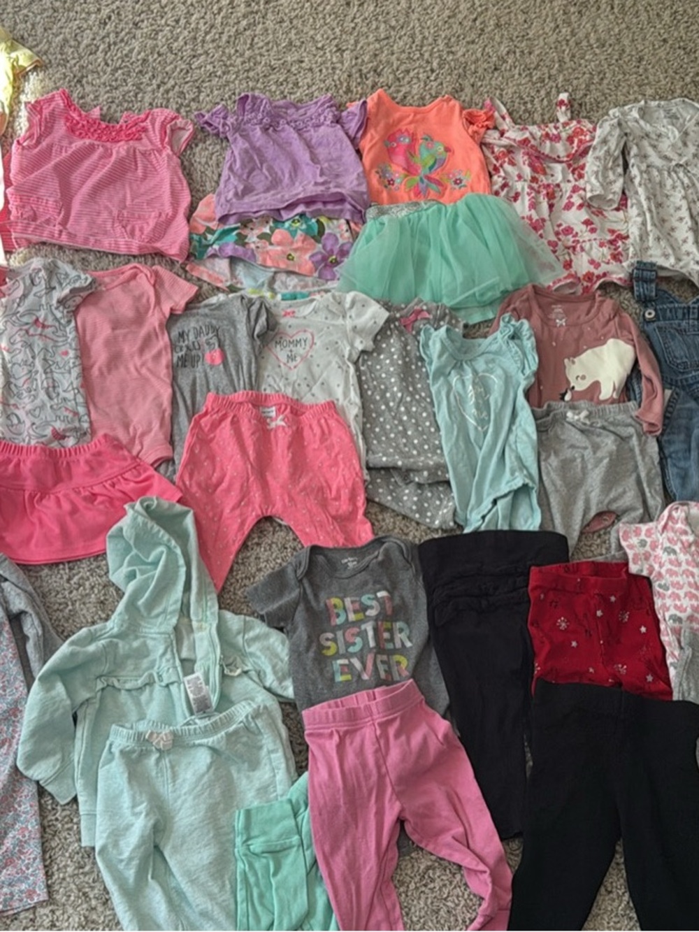 Girls Mixed Clothing Bundle - Pink, Mint, Gray, Coral size 12 months